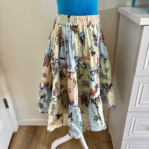 Vintage Western Rockabilly Ruffled Skirt Rt. 66 Print Cottage - Picture 9 of 11